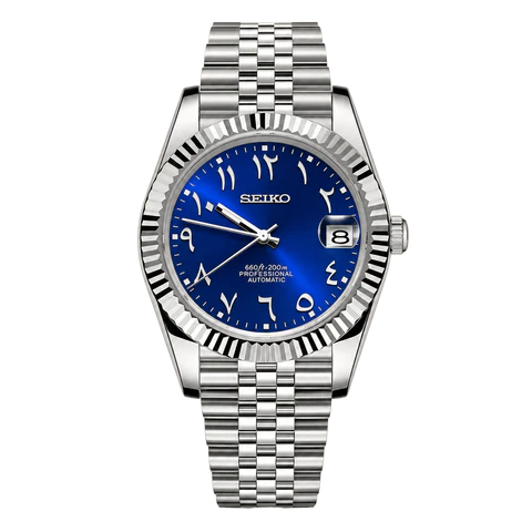 Seiko Mod Datejust royal blue Arabic dial