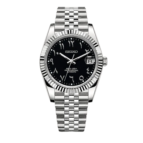 Seiko Mod Datejust black Arabic dial