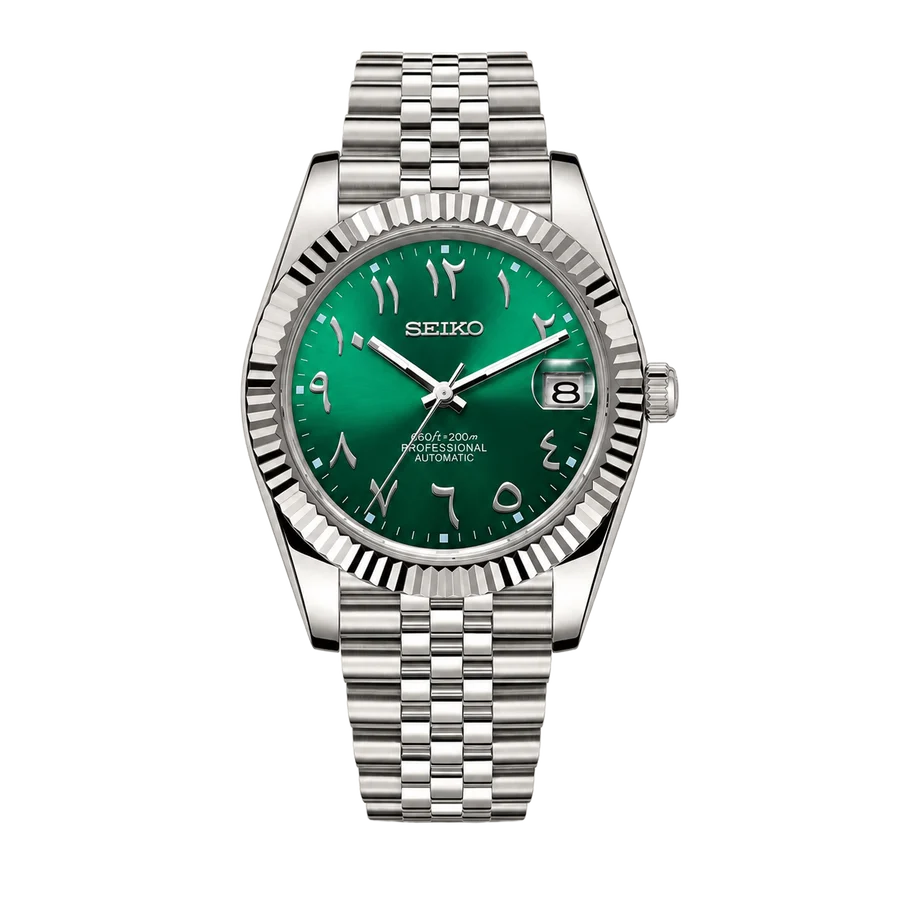 Seiko Mod Datejust emerald green Arabic dial