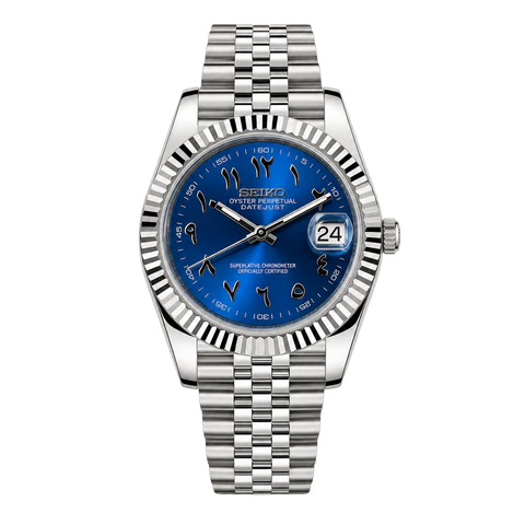 Seiko Mod Datejust deep blue Arabic dial