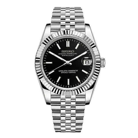Seiko Mod Datejust black dial