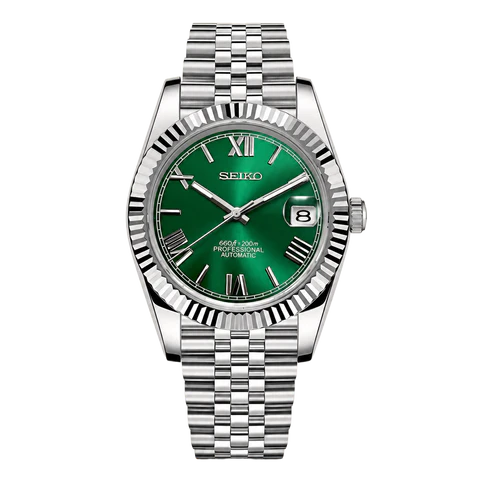 Seiko Mod Datejust emerald green Roman dial