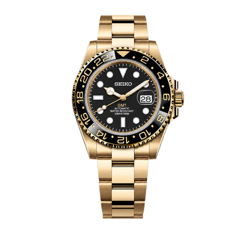 Seiko Mod GMT black and gold