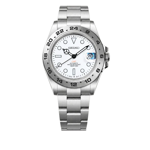 Seiko Mod GMT Explorer II silver