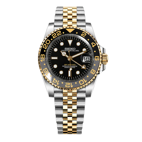Seiko Mod GMT black and gold two tone