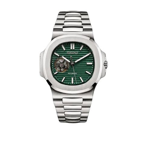 Seiko Mod Nautilus emerald open heart