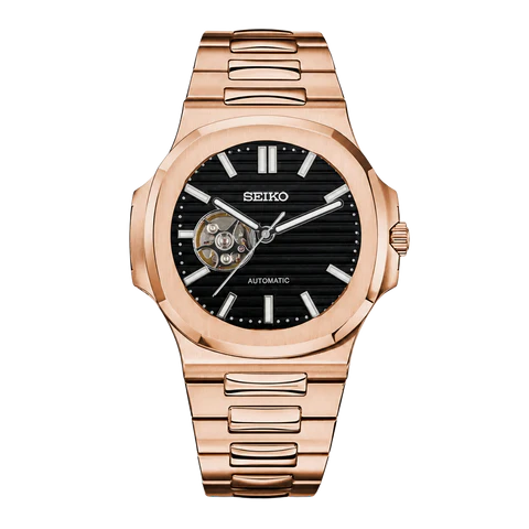 Seiko Mod Nautilus rose eclipse open heart