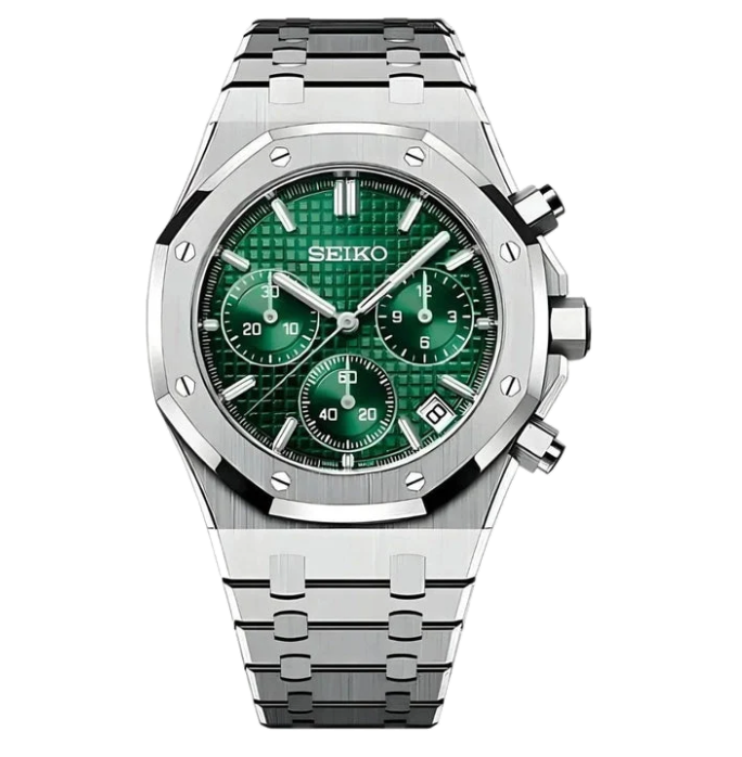 Seiko Mod Royal Oak green chronograph
